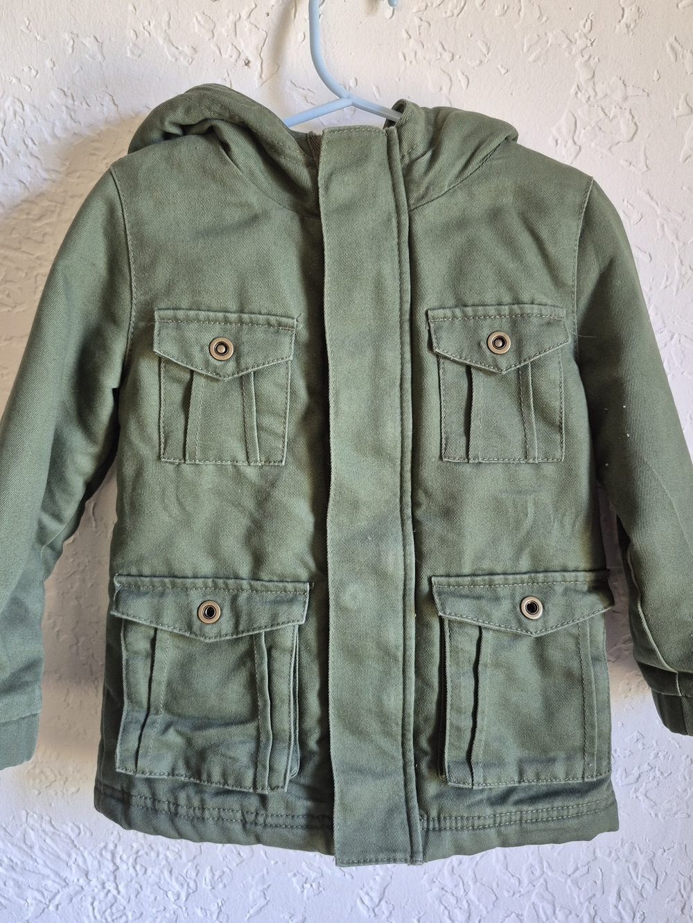 Cat & Jack Olive Green Hooded Utility Jacket Size 2T